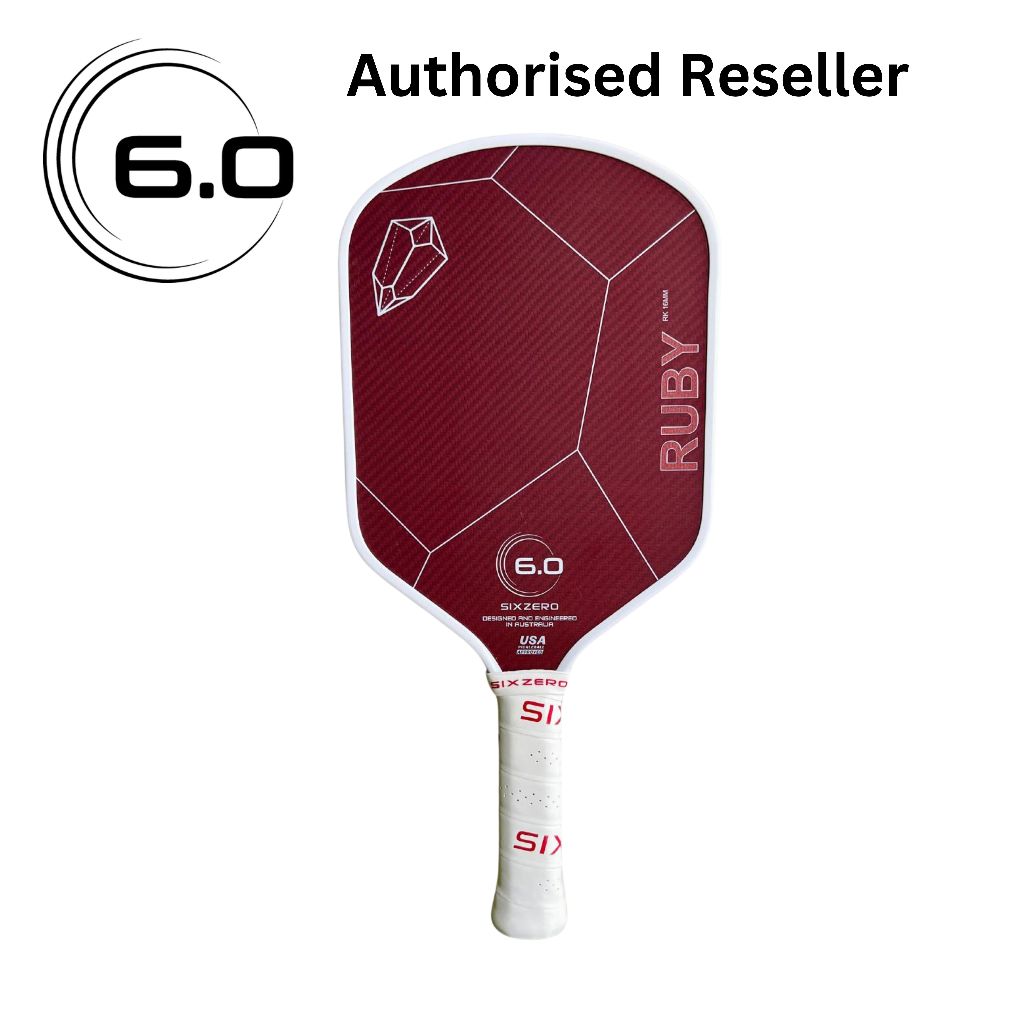 SIX ZERO 6.0 Pickleball Paddle 16mm RUBY1 Aramid fiber face sourced
