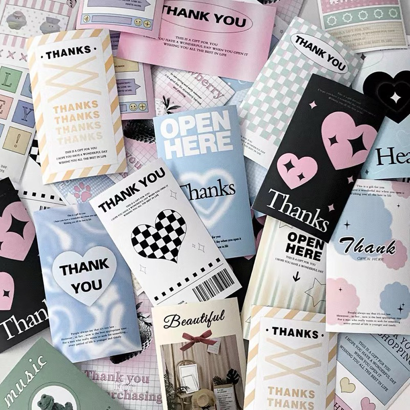 Thank You Stickers Parcel Box Mixed Patterns Minimum Order Of 20 Pieces ...