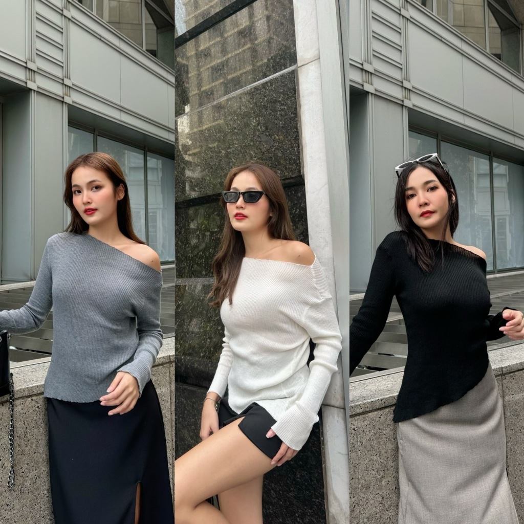 Cuddle Top Melted Knitwear Off Shoulder (8033) | Shopee Singapore