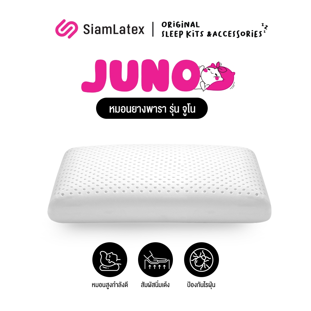 SiamLatex Juno Latex Pillow Curved Shape Candy Bar Ventilation Holes