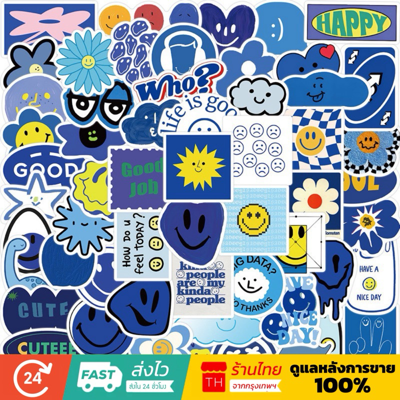 Fast Delivery (164) Blue Smiley Face Cartoon Stickers | Shopee Singapore
