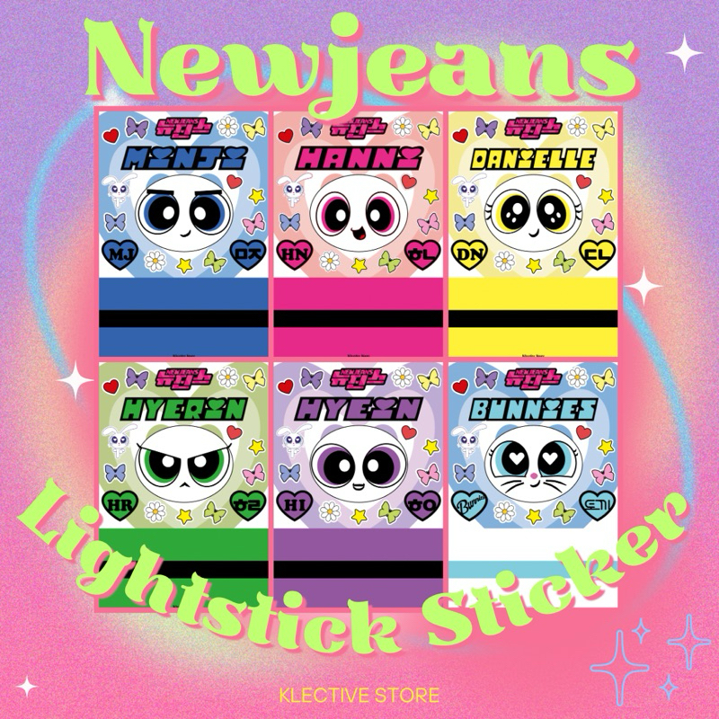 New Jeans x Powerpuff Girls Color Stickers With Light Stick Head ...
