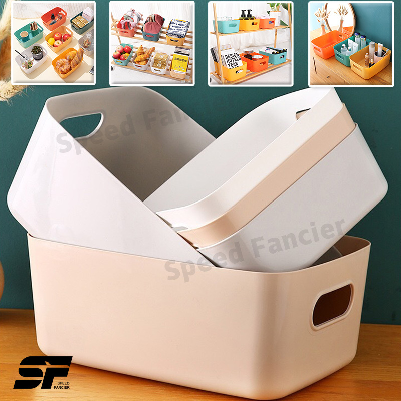7-Color Storage Box Plastic Space Saving Bright Colors Cosmetic 3 Sizes ...