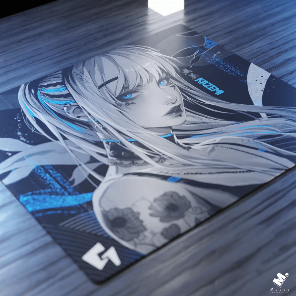 マウス・トラックボール GLSSWRKS Kazemi Glass Mousepad GLSSWRKS GLSSWRKS Kazemi Premium Glass Mousepad Blue 490x420mm