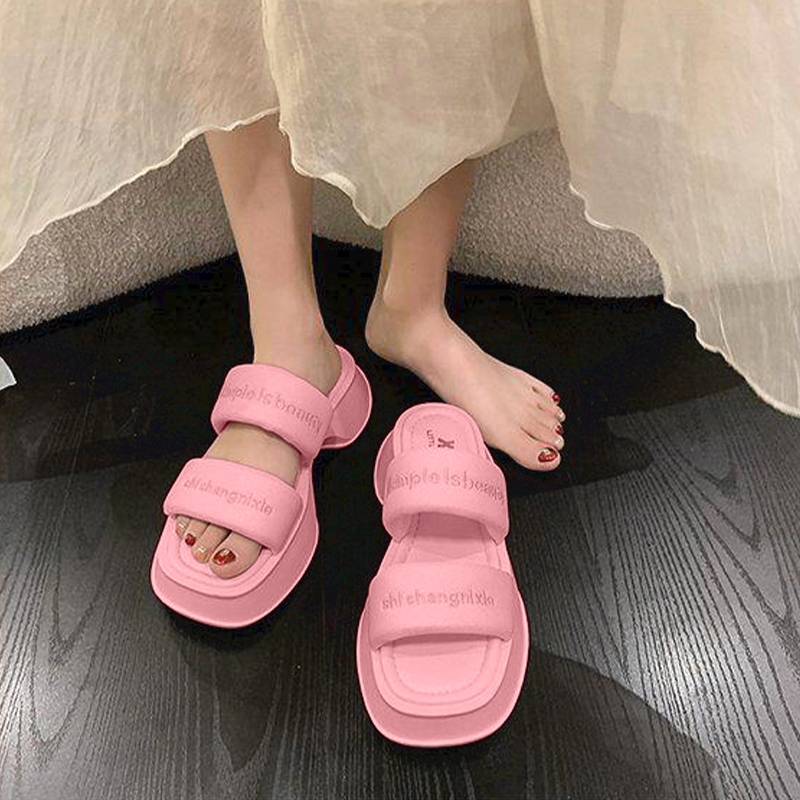 Fshow New Fashion Women s Sandals Very Cute Shape With Double Straps Approximate 1.5 Inch Heel The Material Is Full Of Rubber You Can Wear It. Shopee Singapore
