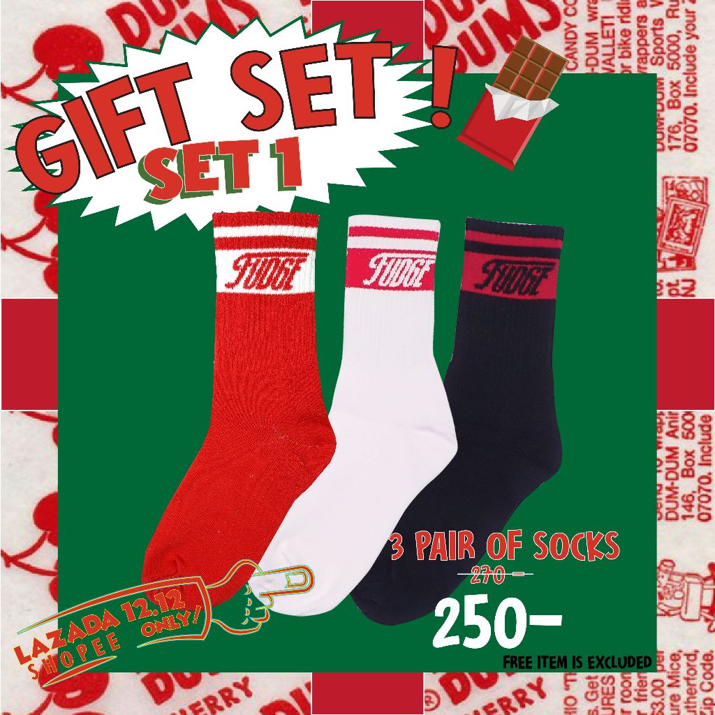 FUDGESocks Gift Set 3 Pairs (Notify The Color And Size In The Chat