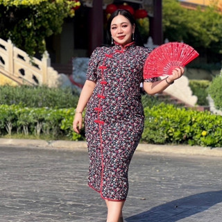 Women New Plus Size Summer Long Cheongsam Lined Vintage Evening