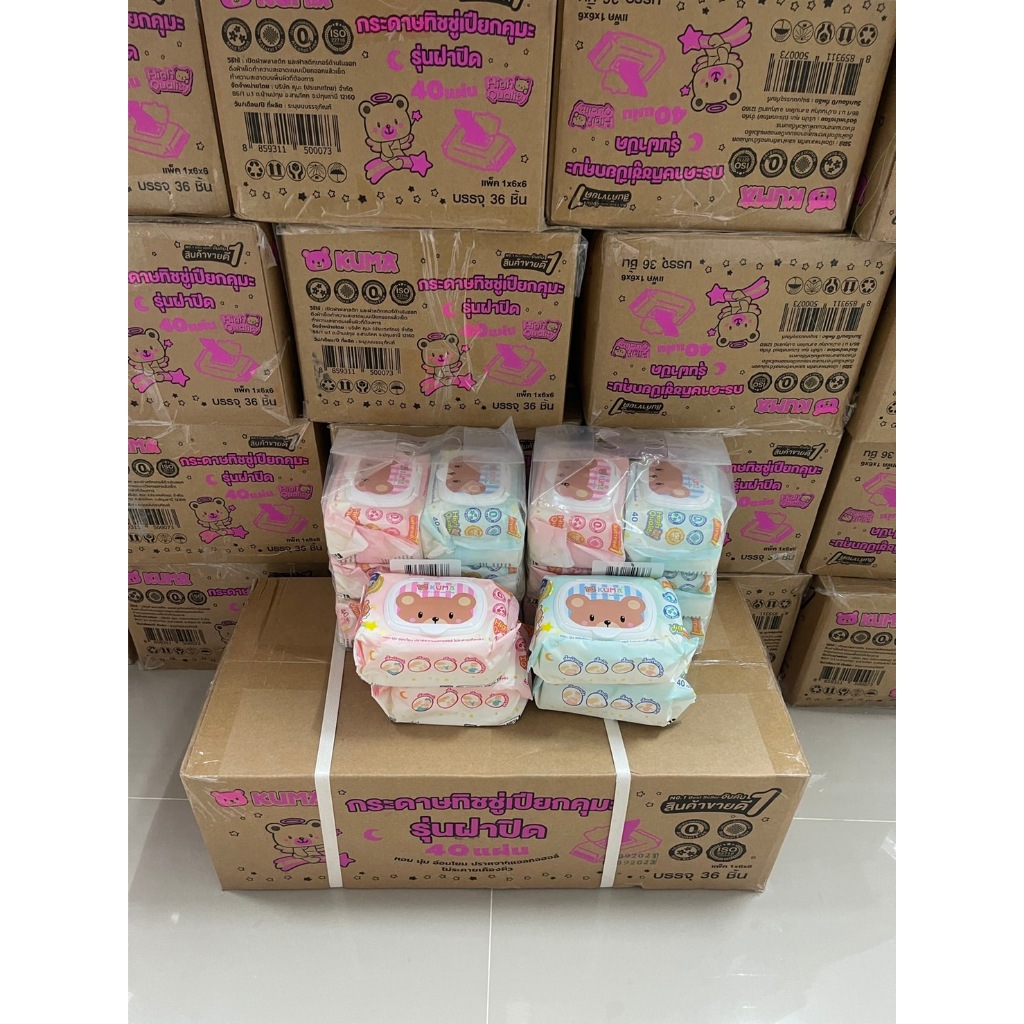 !!A Whole Box!!! 36 Packs Per Box Kuma Wet Tissue Paper 40 Sheets Pack ...