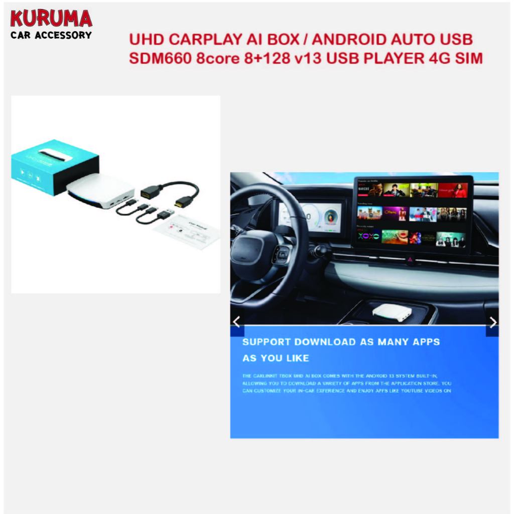 UHD CARPLAY AI BOX SDM660 8CORE 8+128 HDMI OUT-USB/ANDROID AUTO FOR BYD ...