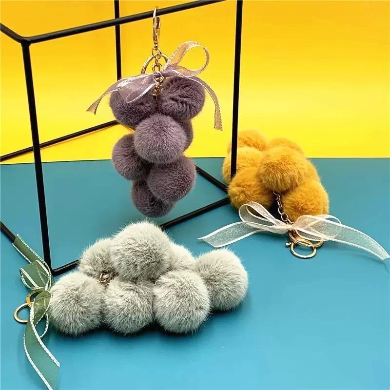 Mapao Grape Keychain Korean Style Pom Available In 10 Colors Popular ...