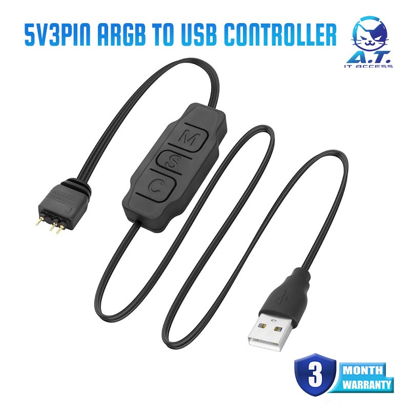 5V 3Pin ARGB Controller USB Power Supply RGB PC Fan LED Light Strip ...
