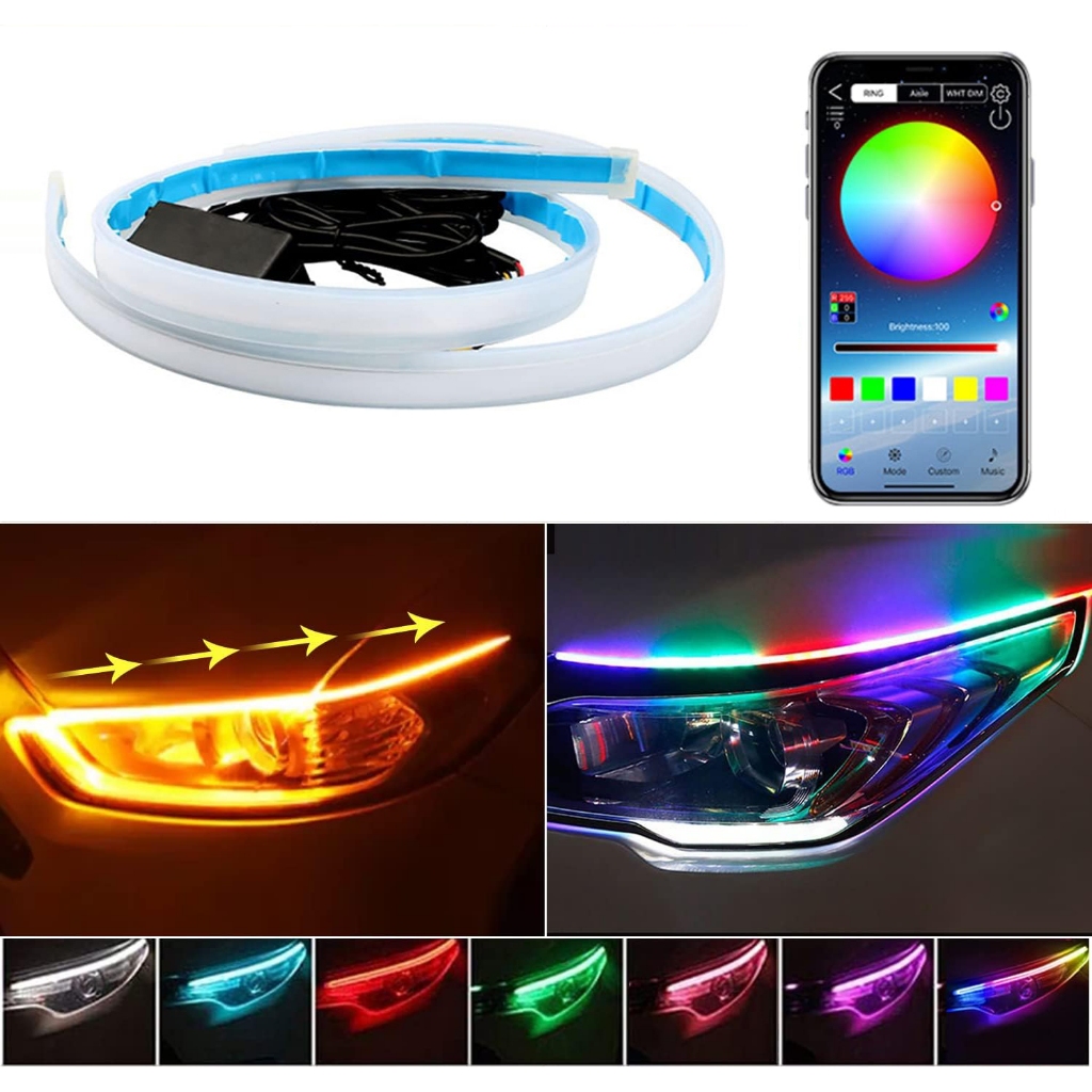 For Cars App Control Turn Signal Light Daylight LED RGB 12V DRL ...