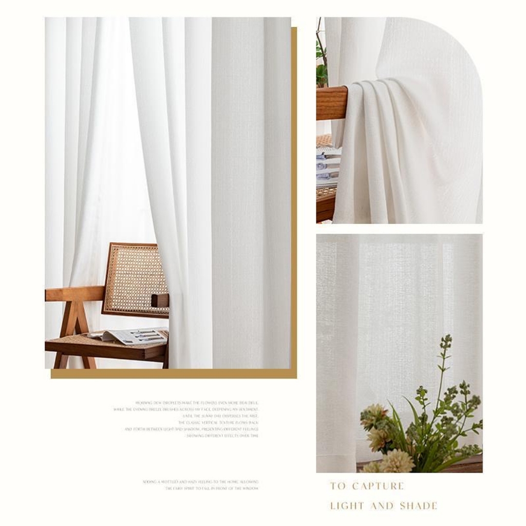 Curtains Velcro With White See-Through Fabric Translucent Minimalist ...