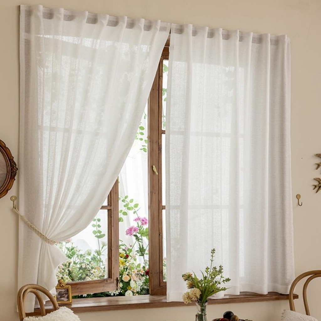 Curtains Velcro With White See-Through Fabric Translucent Minimalist ...