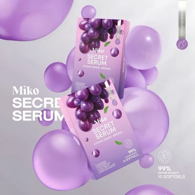 MIKO SECERT SERUM Secret Kyoho Grape Flavor 1 Box Contains 10 Tablets ...