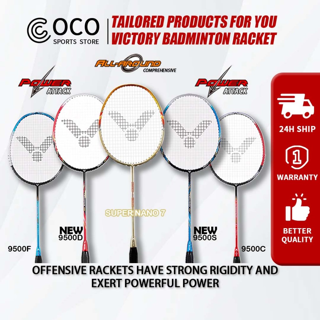 VICTOR Challenger Badminton Racket 9500 Full Carbon Stand For Beginner ...