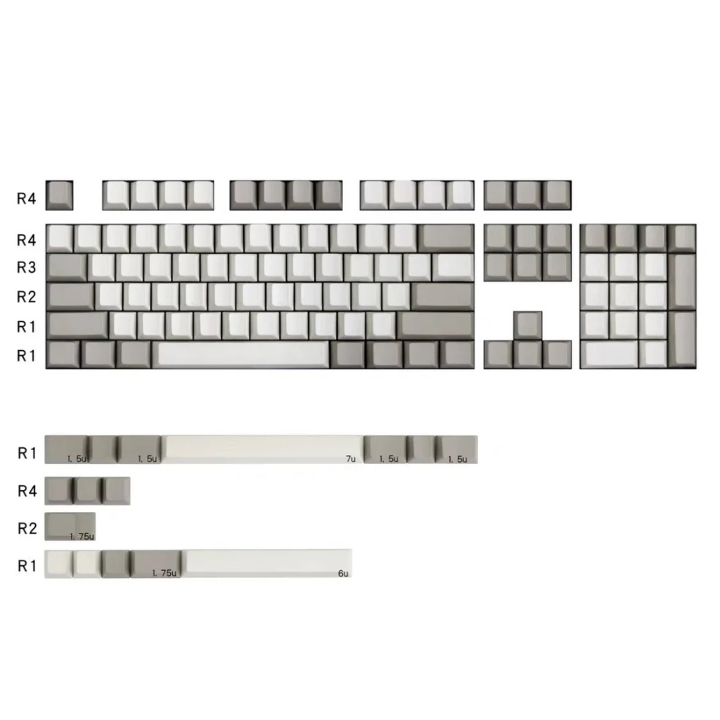 Set Di Keycaps PBT Per Tastiera Meccanica, Profilo MOA, Colore Retro Grigio 9009
