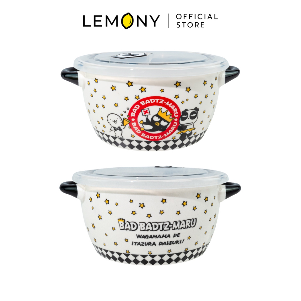 LEMONY Sanrio Bad badtz-Maru bowl with lid 2-handled 6 inches 2-Handle ...