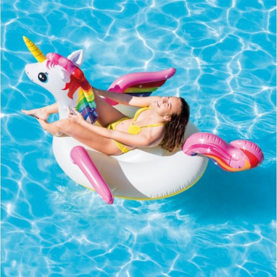 Rubber Ring Fancy unicorn float Horse Inflatable Raft rainbow | Shopee ...