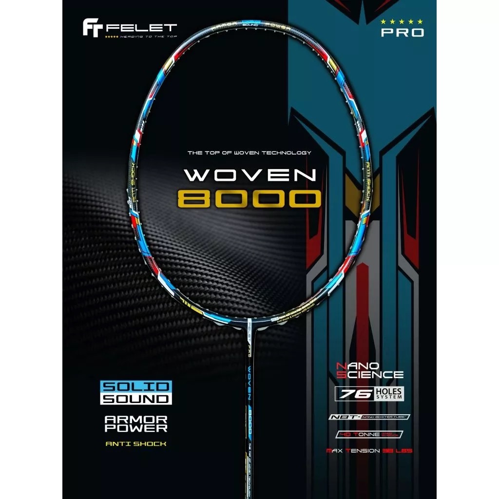 FELET Badminton Racket Model WOVEN 8000 Spinning Line | Shopee Singapore