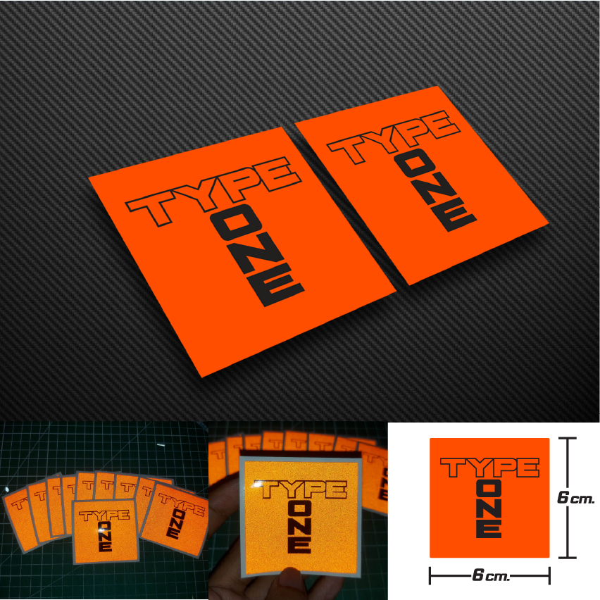 TYPE ONE Reflective Car Sticker Size 6x6 Centimeters (1 Pair) l ...