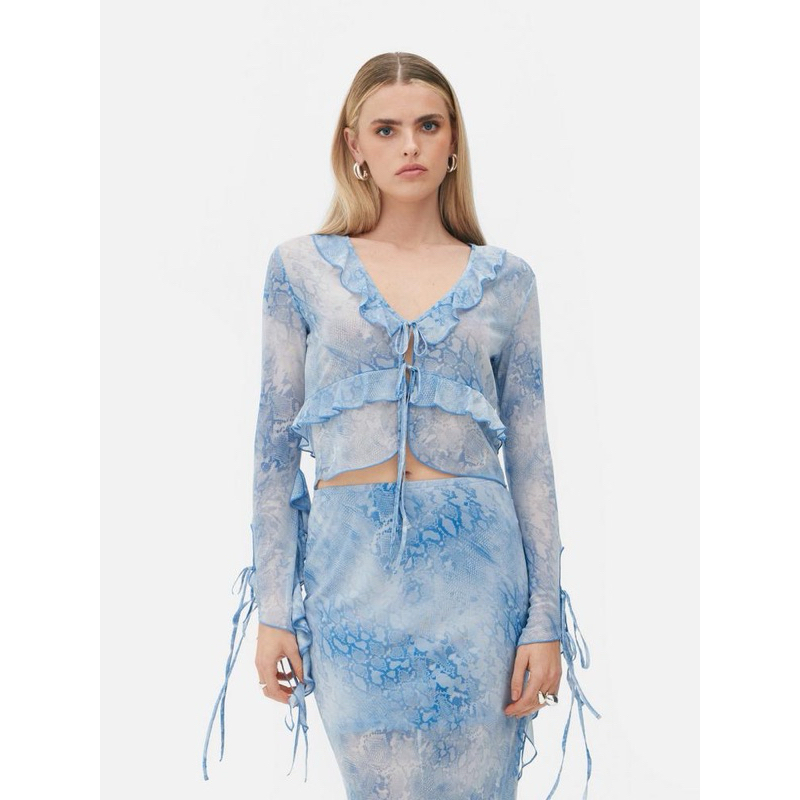 rita ora blue dress primark RITA ORA X PRIMARK Sky Blue Ruffle Cold Shoulder Maxi Dress - BNWT