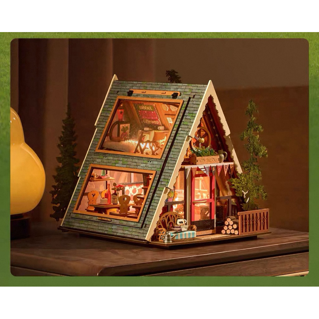 DIY Model Assembly Rolife Miniature House-A-Frame Cabin DG181 English ...