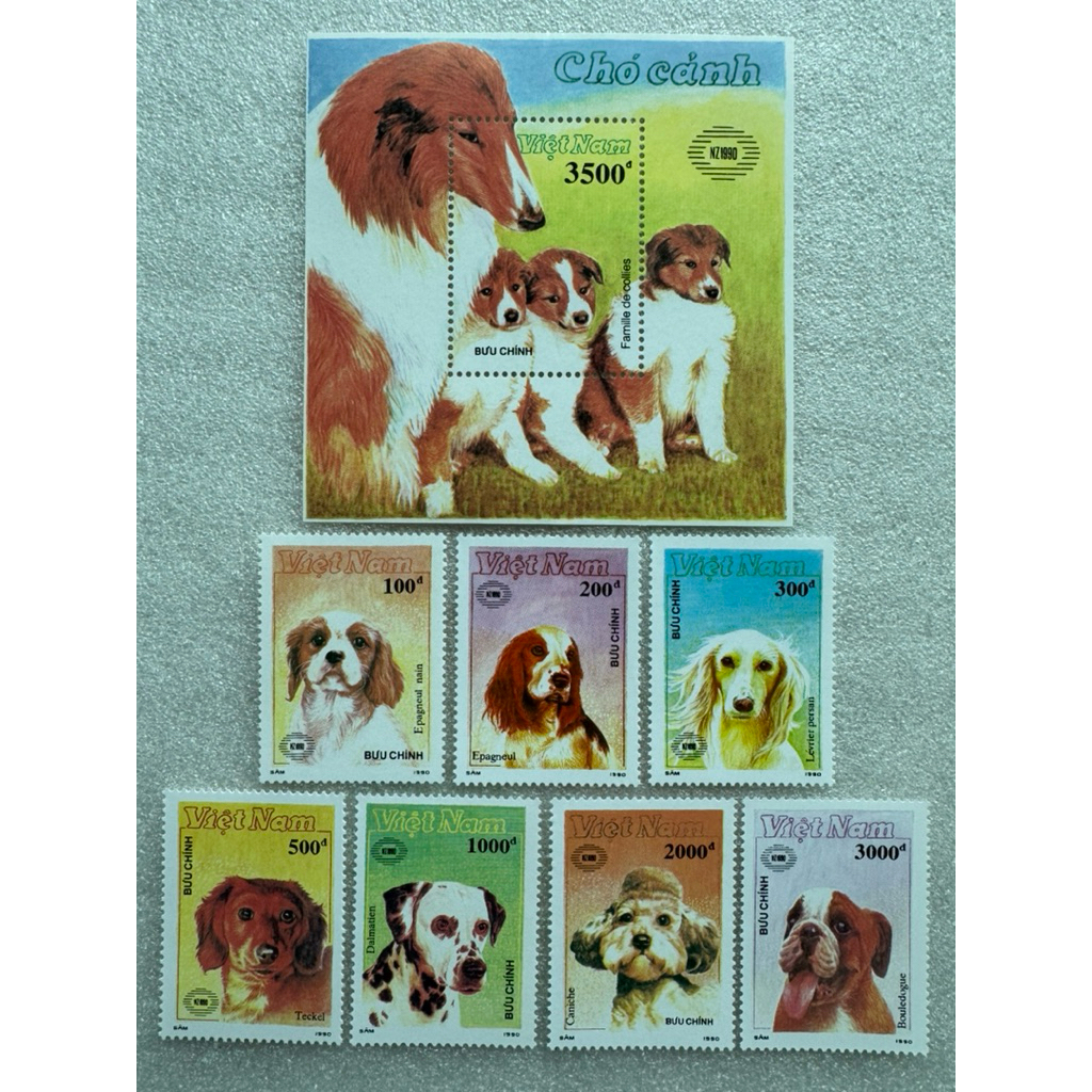 Vietnamese Stamps, Dog Set, Year 1990, Complete Set Of 7 Stamps + Sheet ...