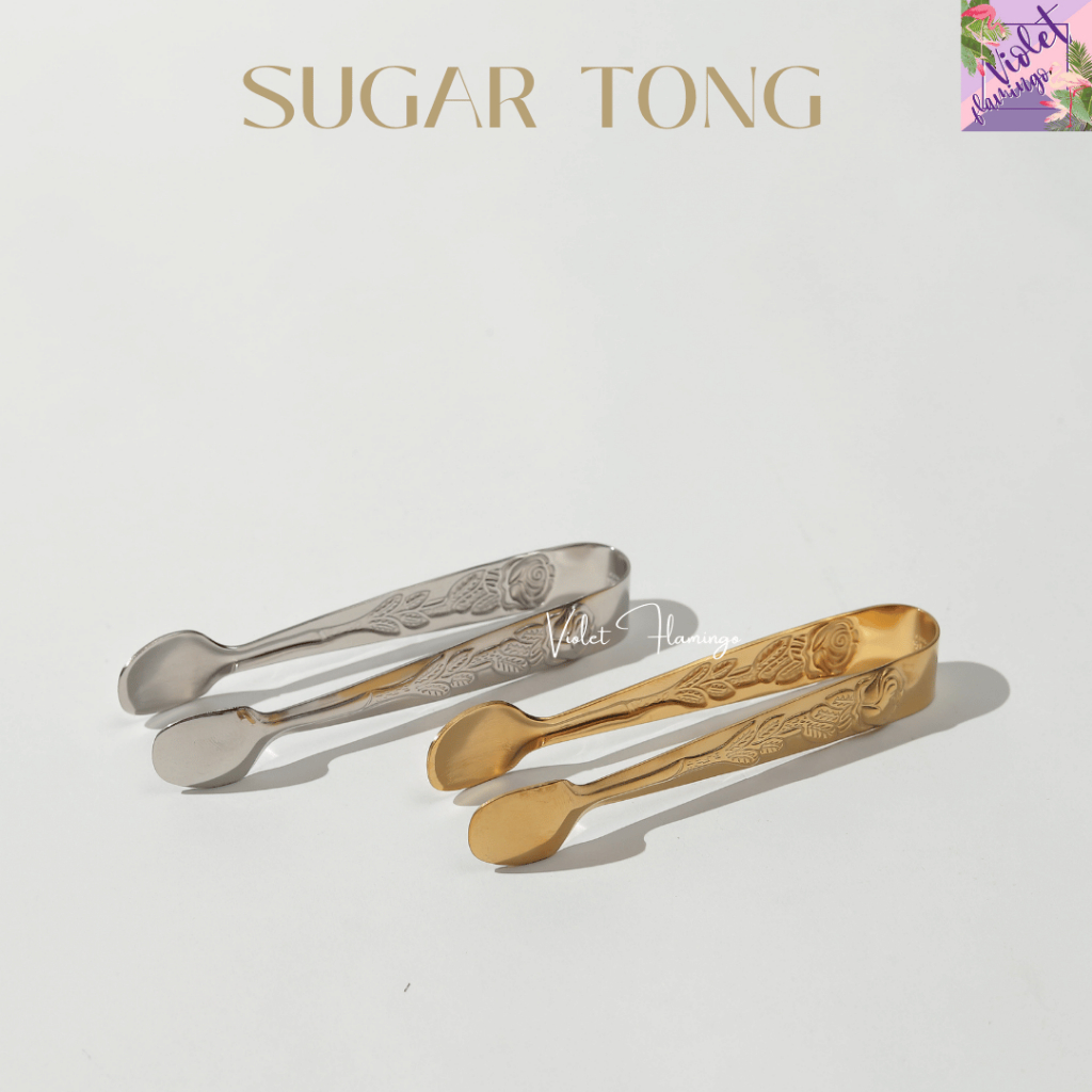 Violet Flamingo Mini Tong Rose Pattern Sugar Clamp Exquisite