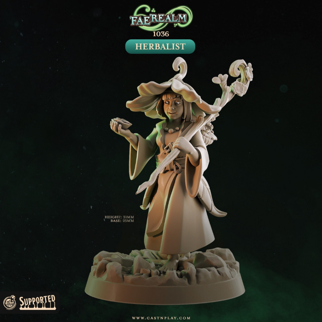 Herbalist-Fae Realm-Humanoid Elf Human/32mm scale 3D printed miniature ...