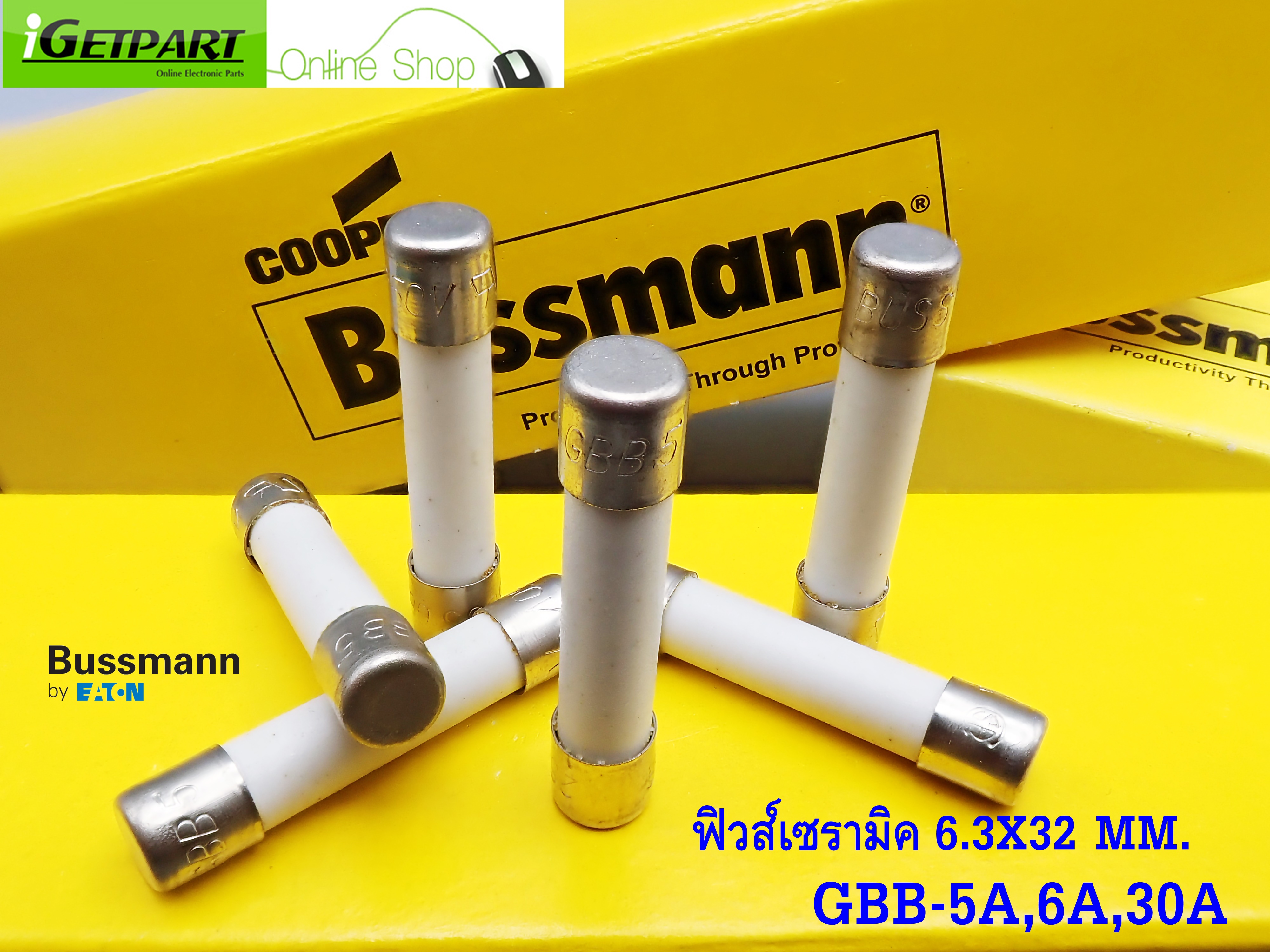 Ceramic Fuse Bussmann GBB-5A 6A 30A 250V 6.3x32FF Fast Acting (1 Pack ...