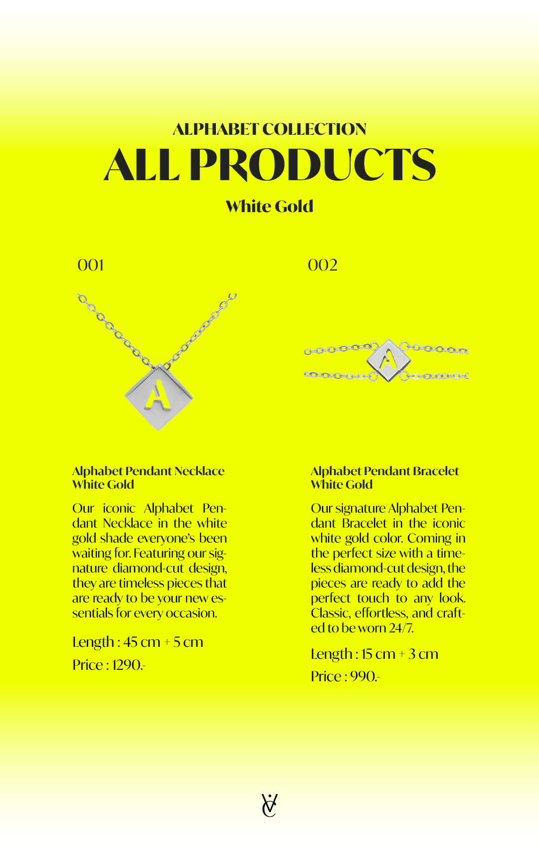 Valichain-Alphabet Necklace (White Gold) | Shopee Singapore