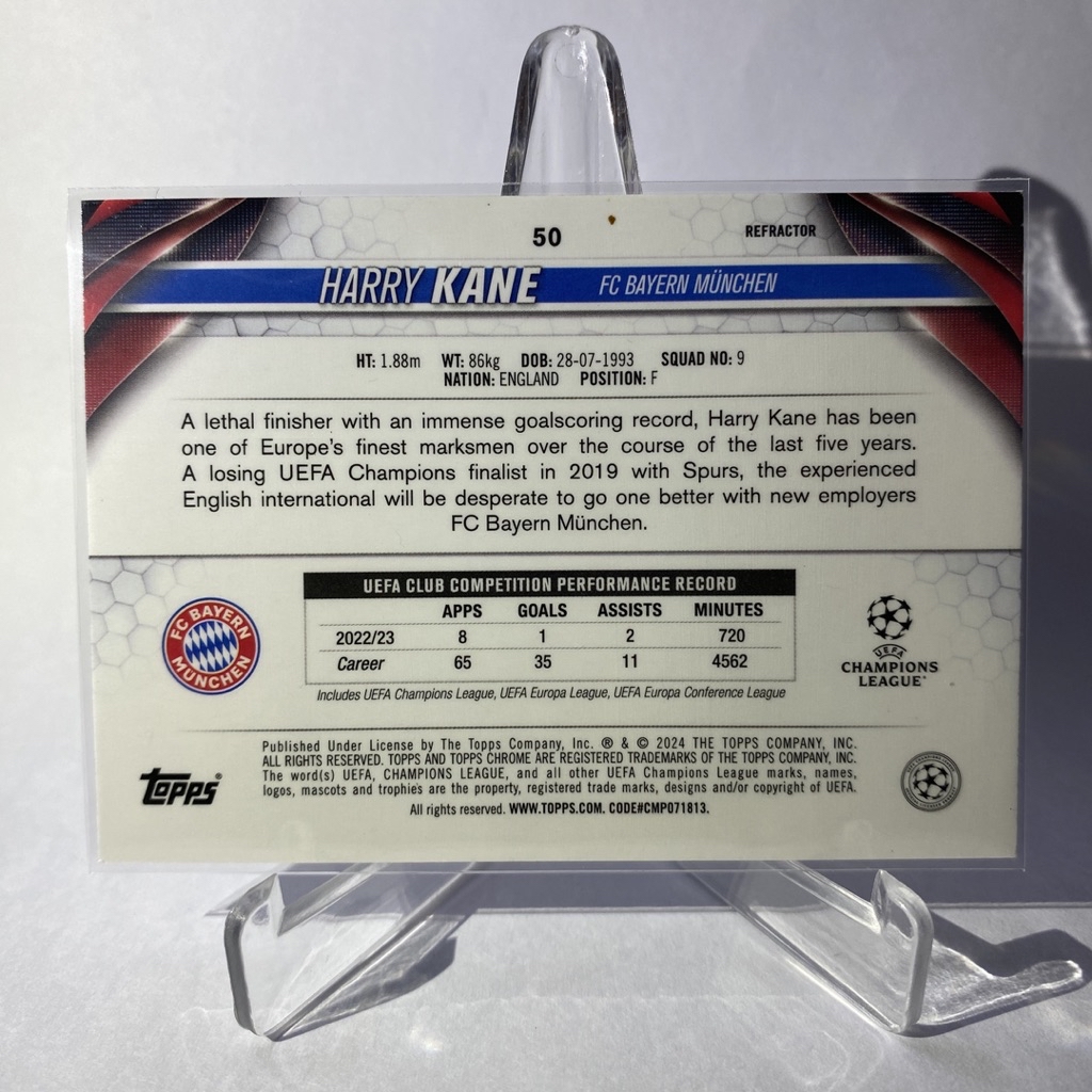 Football Soccer Guards For Harry Kane, Bayern M., (Refractor), Topps ...