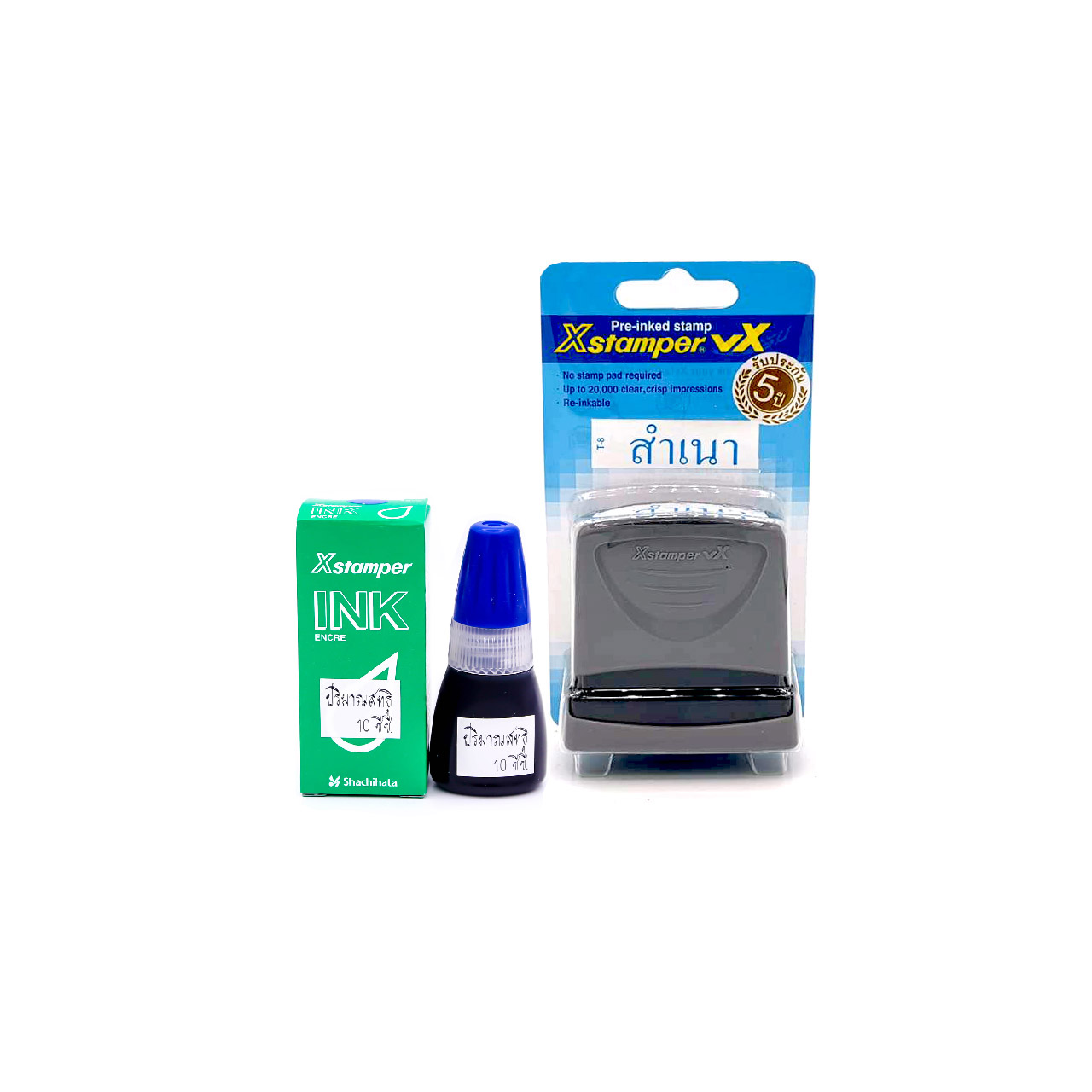 Xstamper Self-Inking Stamp + Rubber Refill Ink 10 Ml.(Blue) Thai ...
