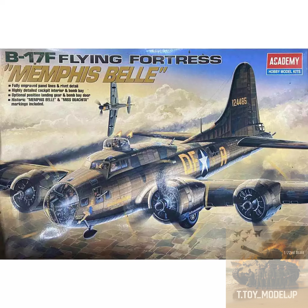 Academy AC12495 - Maquette B-17F Flying Fortress Memphis Belle - Échelle 1/72 - Kit à Monter Sans Colle Ni Peinture - Avion WWII