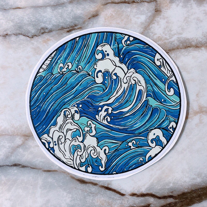 Leaflet Sheet ️ Ukiyo-E Wave Japan Japanese Sea Waterproof Sticker ...