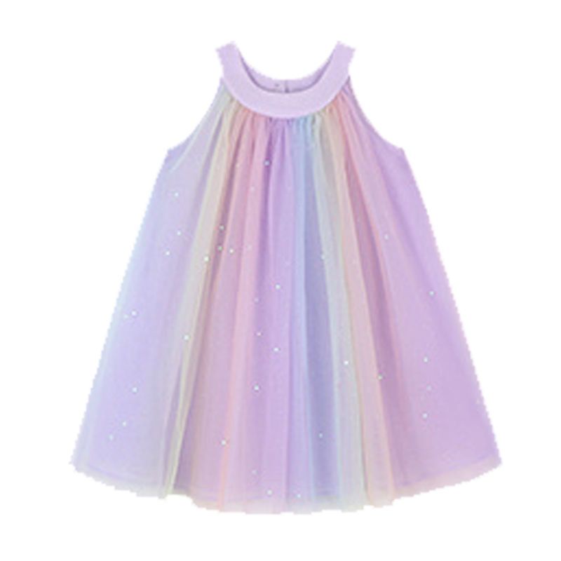 Cotton Dress For Baby Girl In Beautiful Shirt With Rainbow Skirt