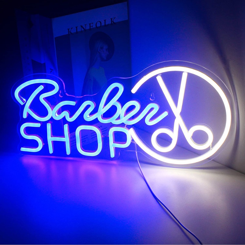 Hair Salon LED Neon Sign Lights Barbershop Acrylic Hanging Party Clup ...