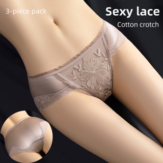 Women Silk Panties with Cotton Crotch 3 Pack Seamless Mid-Waist Briefs  Breathable Sexy Ice Silk Panty 2-Green White Wine Xs 3pcs at  Women's  Clothing store