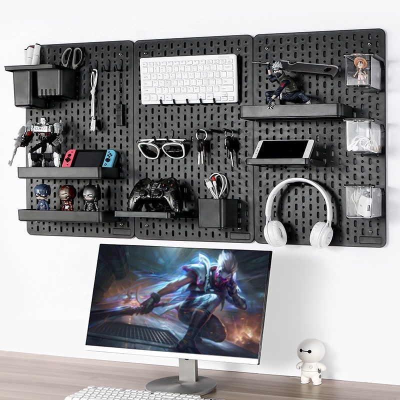 Pegboard Wall Shelf No Drill Accessories DIY Storage Organizer Home Decor Desk Organizer Peg