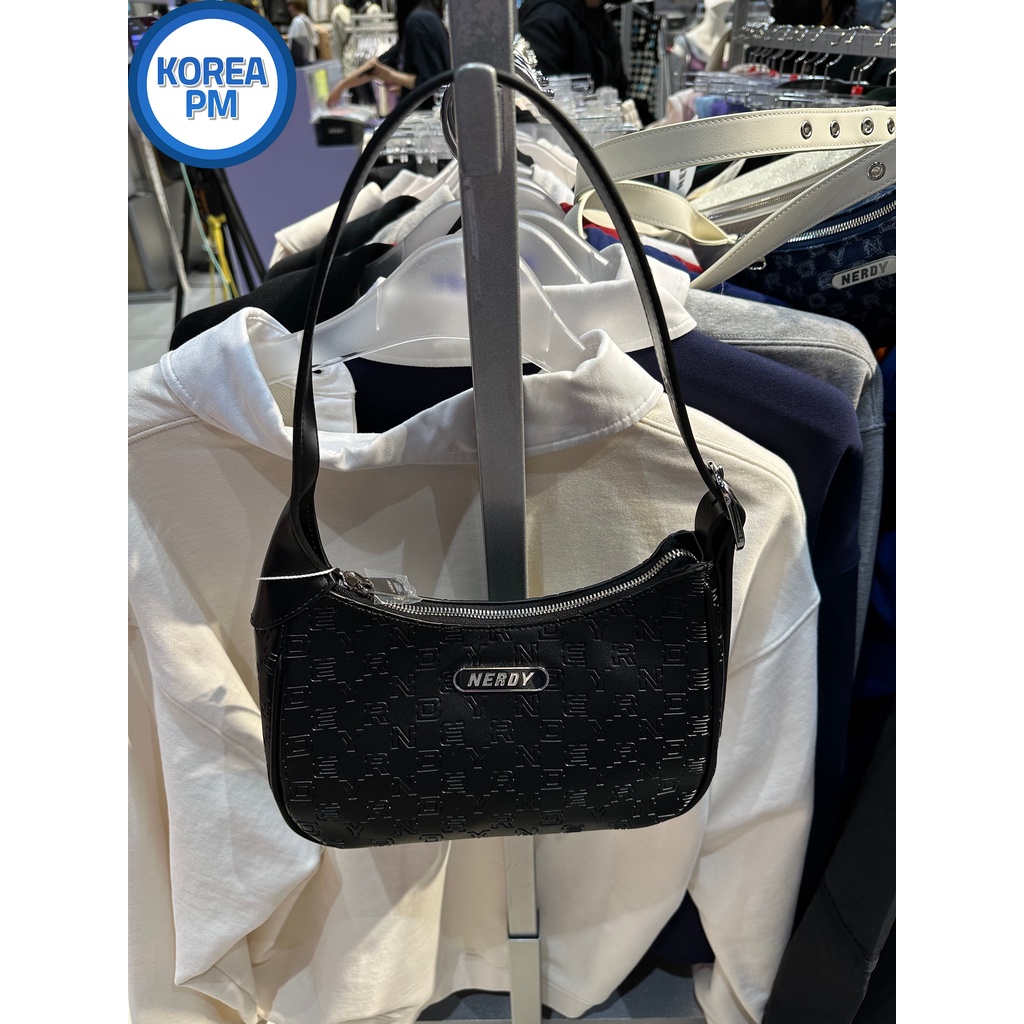 [ NERDY ]★韓国人気★MONOGRAM MINI CYLINDER BAG KOREA PM] NERDY 23SS Monogram Hobo Bag Mini Cylinder Bag