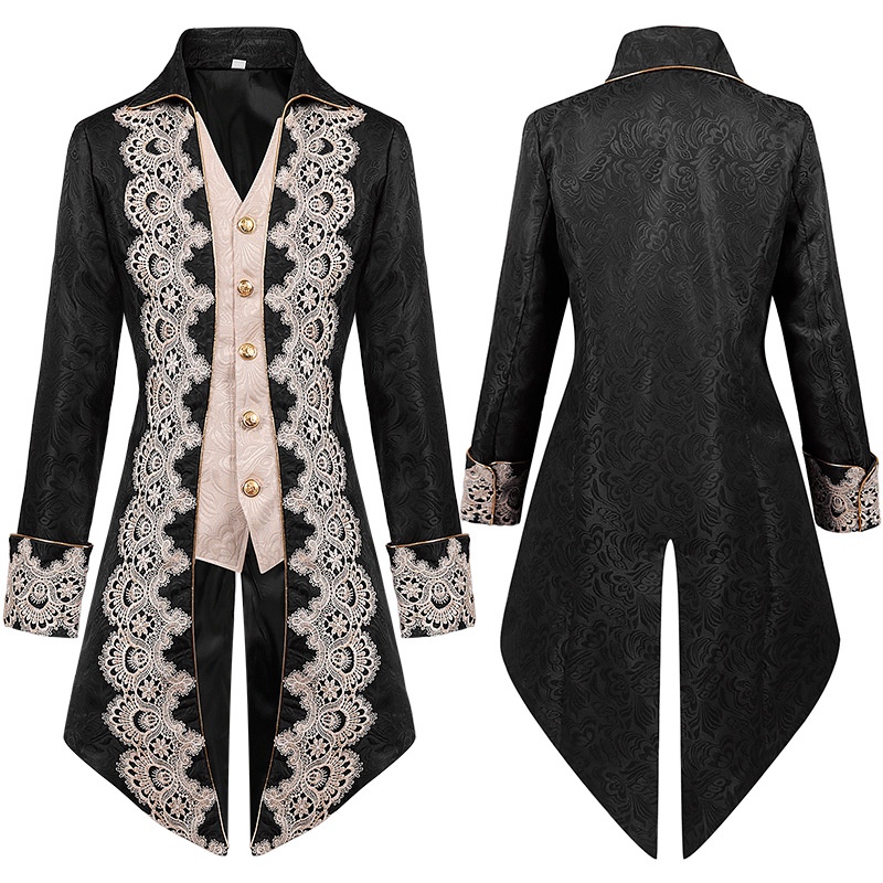 Mens Steampunk Vintage Embroidery Tailcoat Jacket Gothic Victorian ...