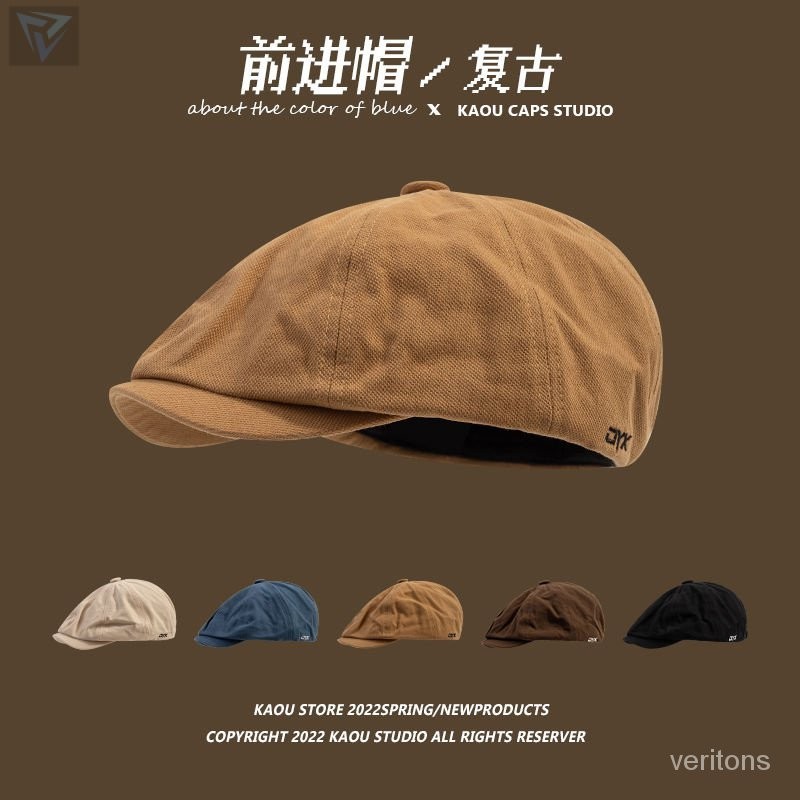 Japanese Retro Forward Hat Front And Back Can Wear Peaked Cap Men Khaki ...