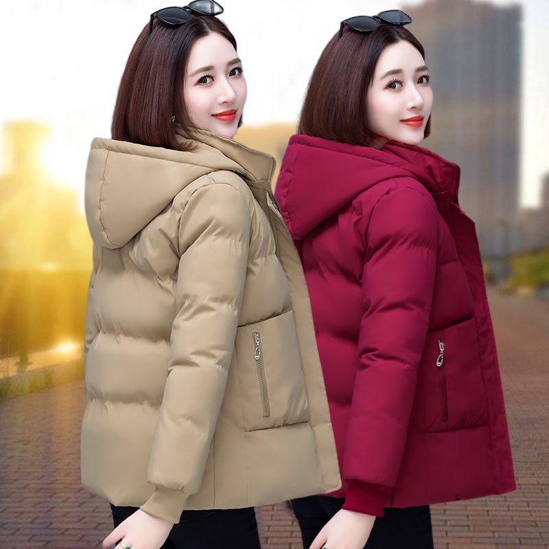 Winter New Women's Cotton-Padded Jacket Medium Long Solid Color