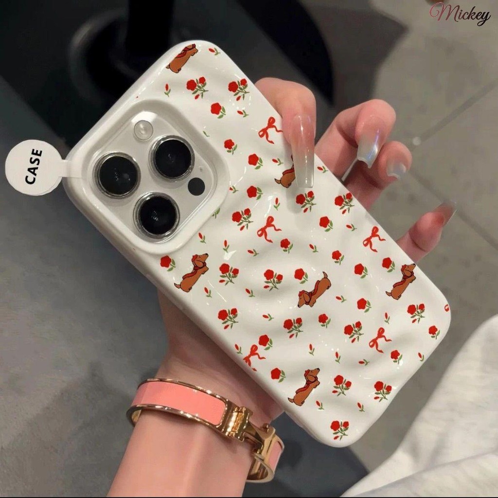 Little Rose Dachshund Suitable for Apple 16Pro Phone Case iPhone15/14/ ...