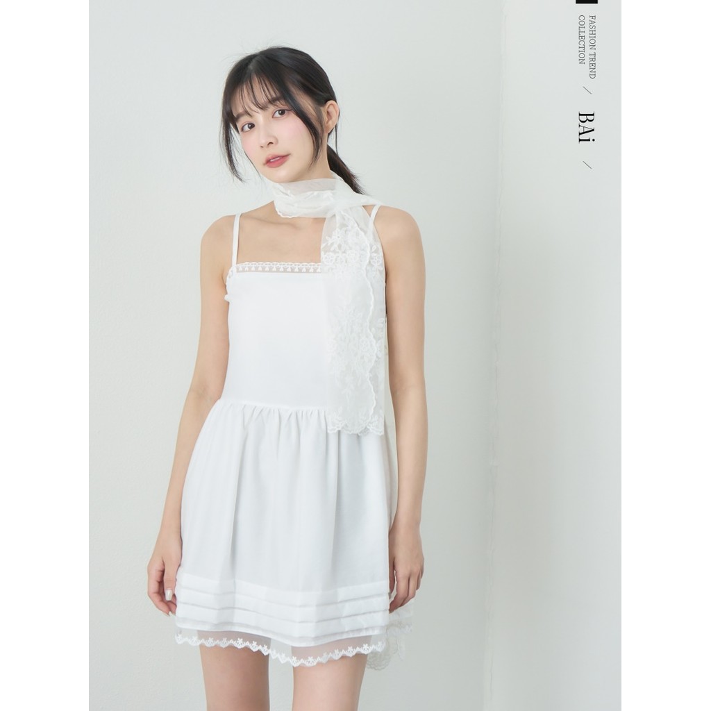 BAi White Mother Flat Lace Thin Shoulder Small Dress/Lower Dress-Next ...