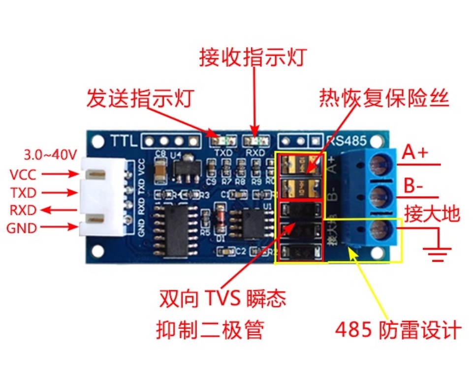 Invoices TTL to RS485 Module RS485 to TTL Signal Microcontroller Serial ...