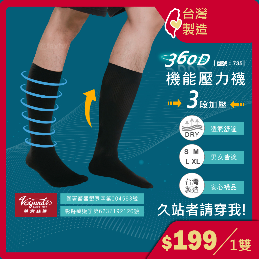 Made In Taiwan/Compression Socks 360D/Long Standing Counter OL ...