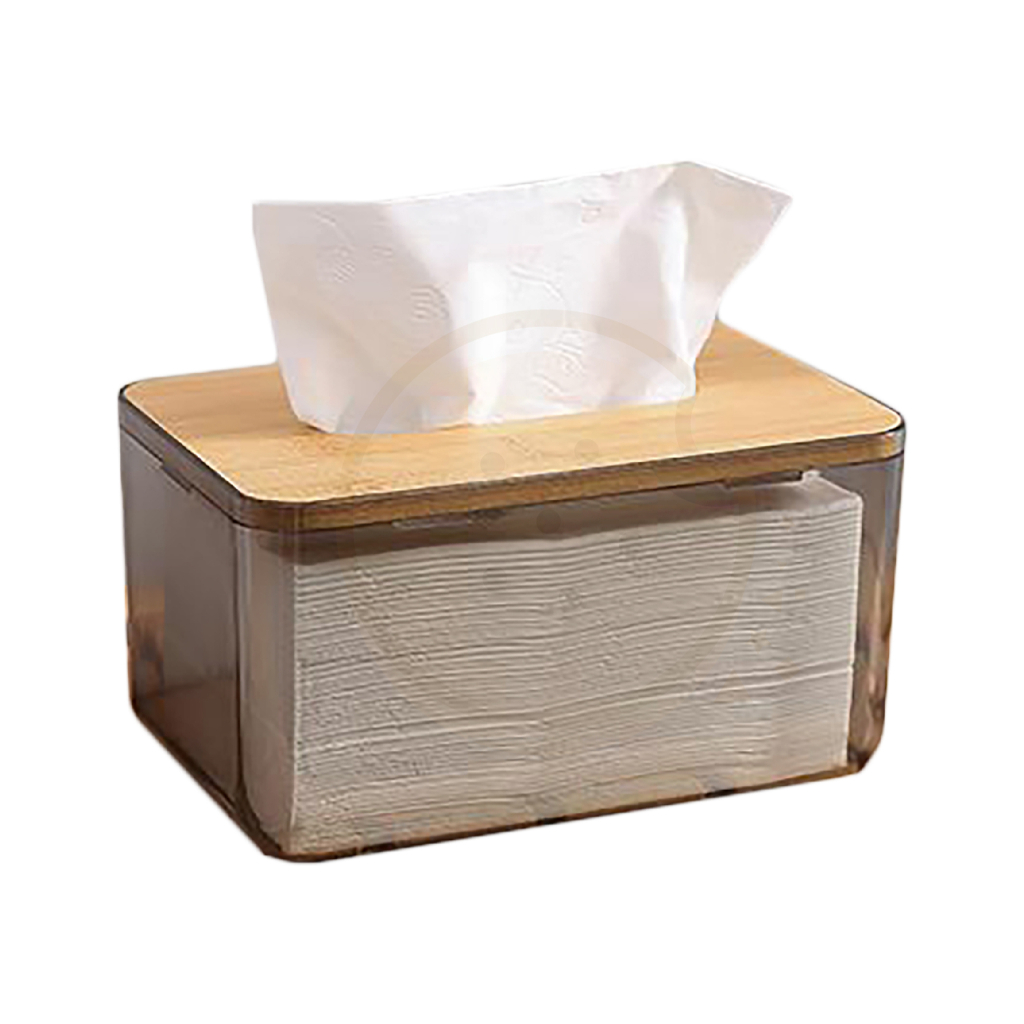 Toilet Paper Box Face Wooden Lid Transparent Tissue Log Muji Style ...