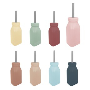 Minikoioi Silicone Bottle & Straw - Woody Brown/Powder Grey main image 1